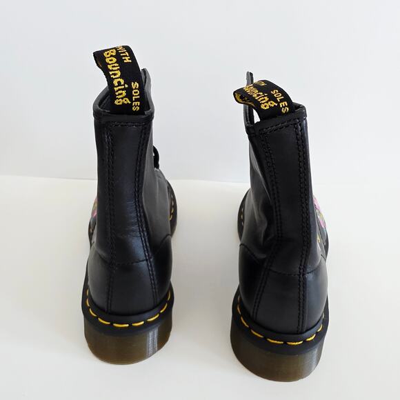 Dr. Martens 1460 Vonda Black Pink Floral Embroidered Combat Boots Women's Size 7 - Picture 5 of 8